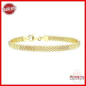 Sterling Silver Mesh Link Bracelet Elegant Minimal Chic Italian Made